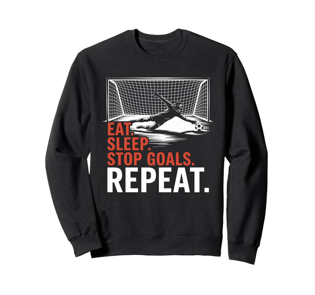 Eat Sleep Stop Goal Repeat Coach Sweatshirt - Custom Art Print for Adults