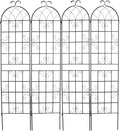 4 Pack Metal Garden Trellis 86.2x19.7inch for Climbing Plants,Rustproof Sturdy Black Steel Trellis Plants Support Outdoor for Outdoor Roses Vine Cucumbers Vegetables Flower Support