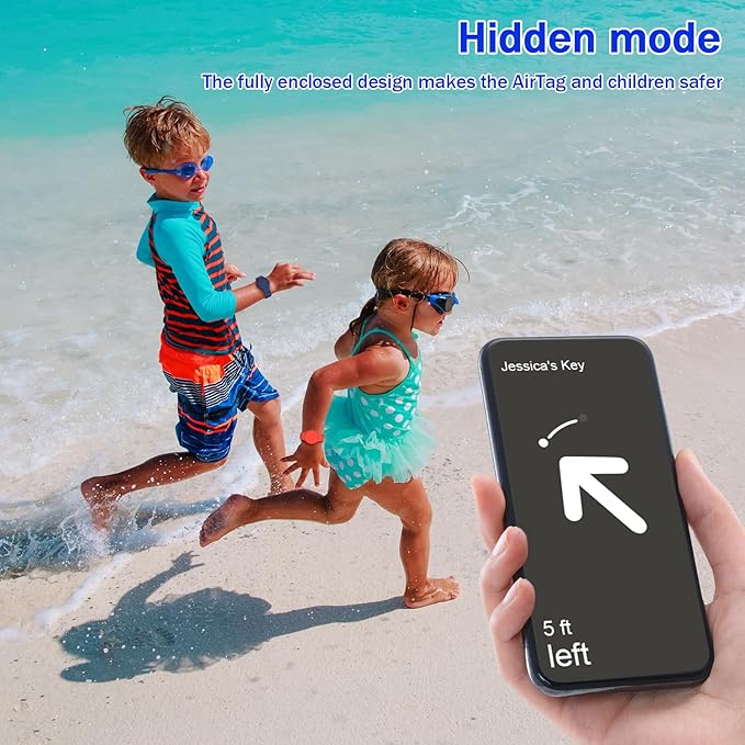R-fun Waterproof for Air Tag Bracelets [2 Pack] Compatible with Apple Air Tag Finders with Soft Silicone,Anti Lost GPS Item Finders Case Cover,Night Blue/Red