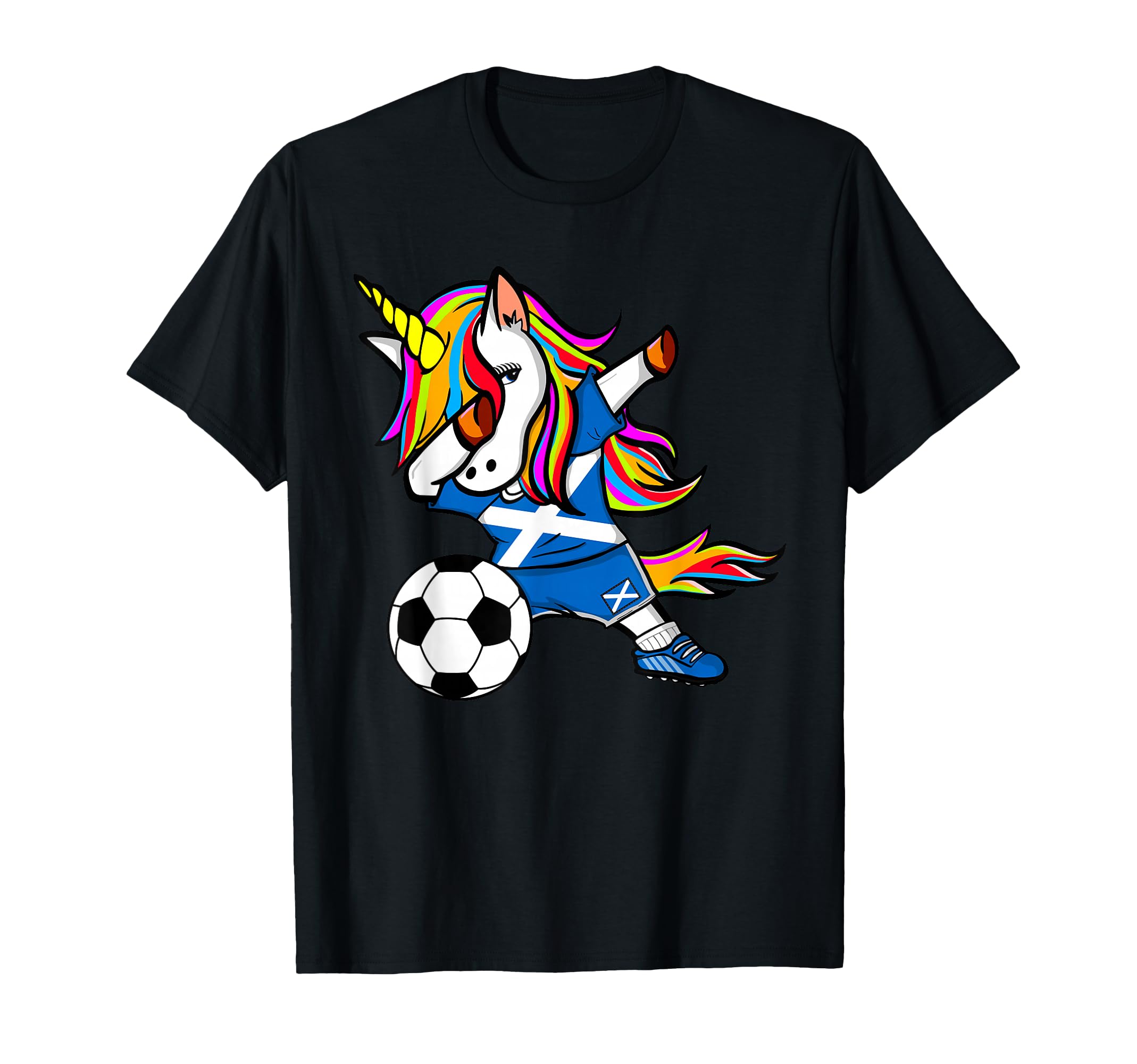 Dabbing Unicorn Scotland Soccer Fan T-Shirt - Trendy Graphic for Adults