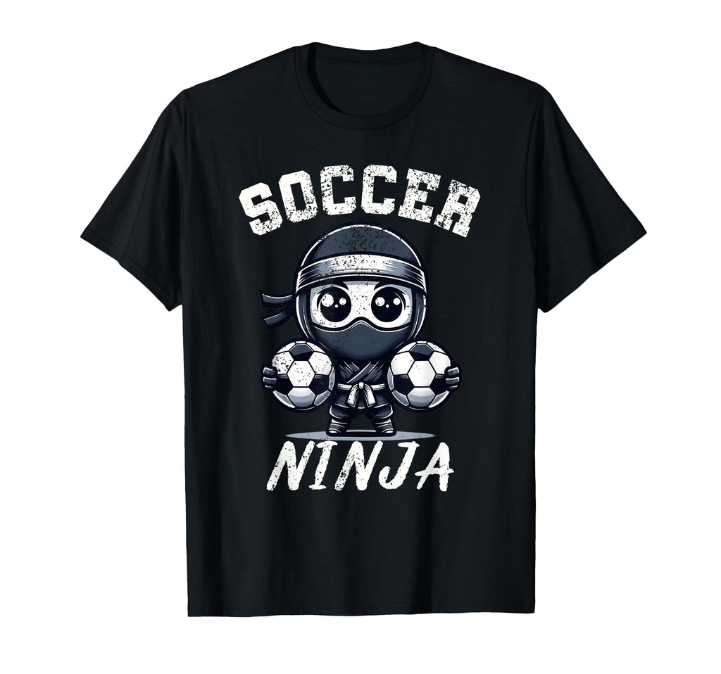 Funny Soccer Ninja Distressed Soccer T-Shirt - Graphic Print for Adults