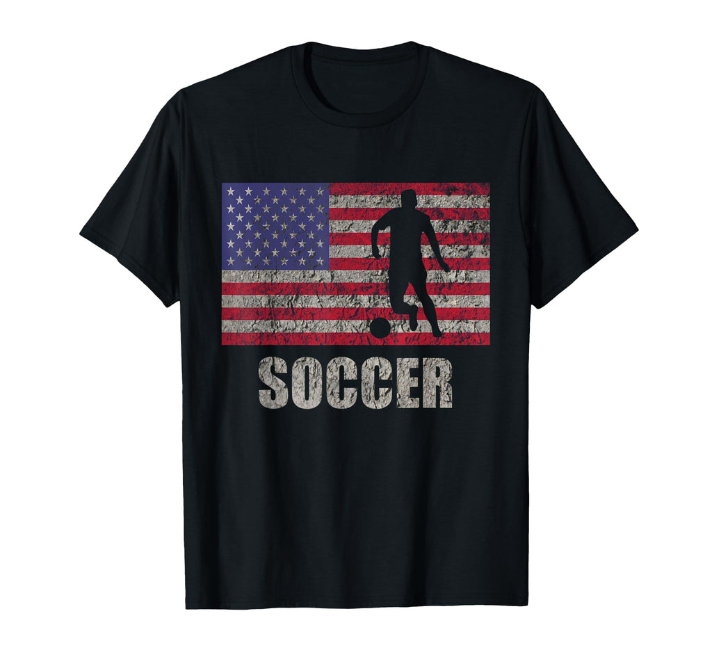 Soccer American Flag Usa Flag Fan T-Shirt - Trendy Graphic Men Women