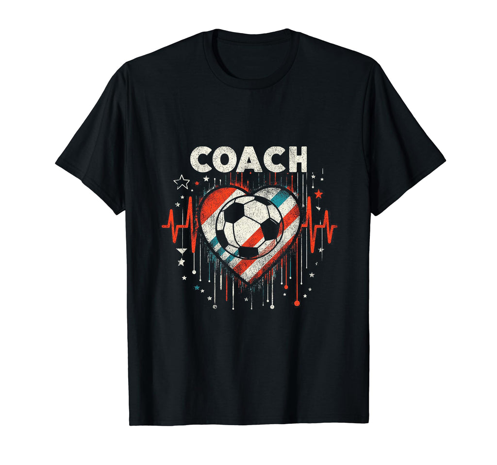 Soccer Coach Training Heart Beat Football T-Shirt - Novelty Apparel Unisex