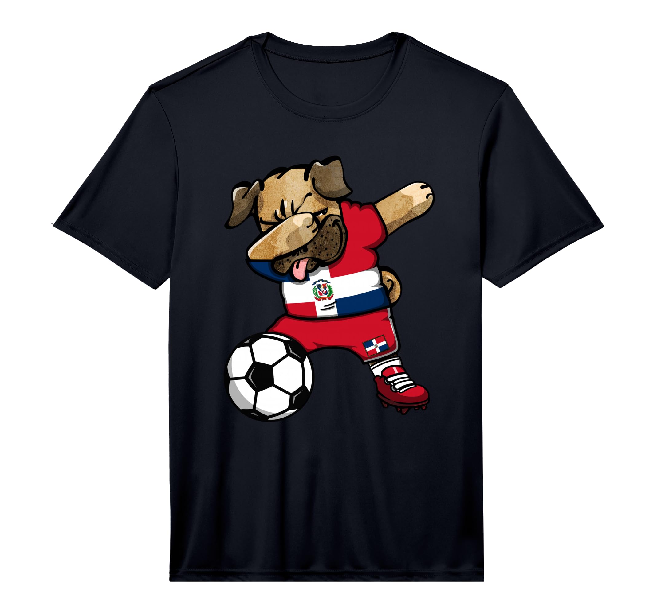 Dabbing Pug Dominican Republic Soccer T-Shirt - Minimalist Print Men Women