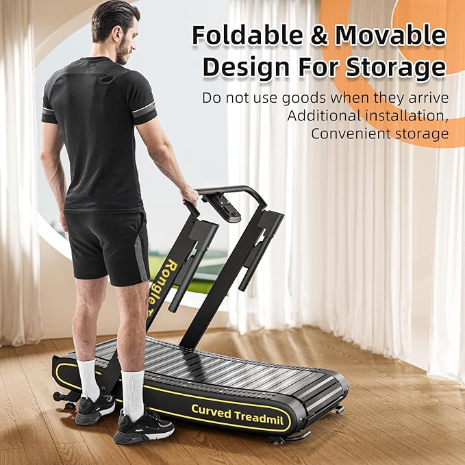 Curved Treadmill, Curved Treadmills Home, Non-Electric Motorized Treadmill-300 LBS Capacity，No Assembly Required Self-Generated Curved Treadmill Exercise Treadmills