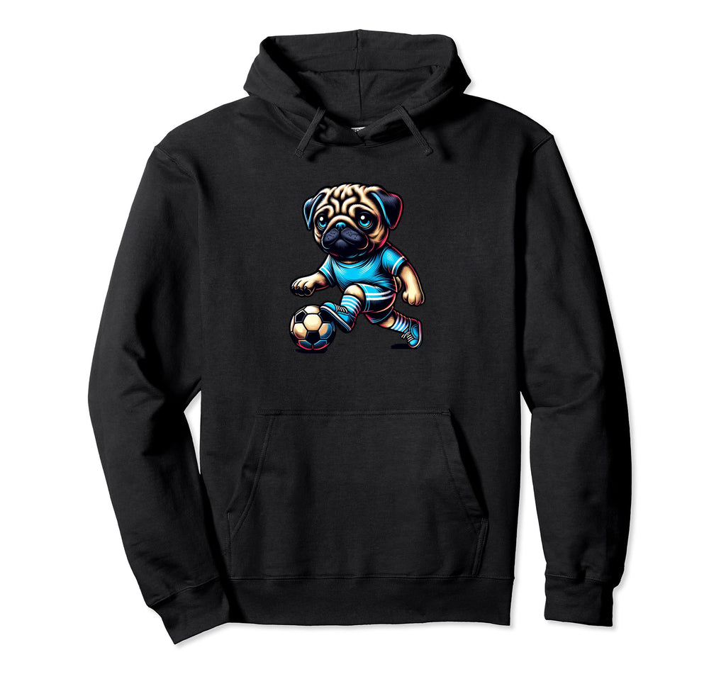 Pug Dog Soccer Champion Fan Ball Hoodie - Casual Everyday Wear for Adults