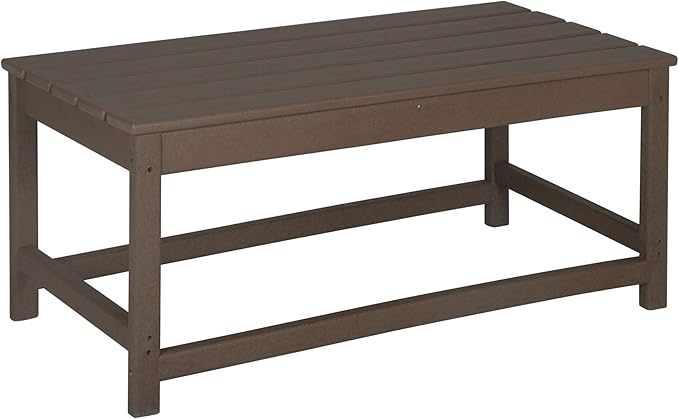 WO Home Furniture Adirondack Chairs Table Set of 3 PCS Outdoor Folding Chairs Coffee Table Weather/UV Resistant for Lawn, Garden, Bon Fire, Balcony (Dark Brown)