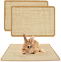 PODOO Bunny Scratch Pads, Sisal Rabbit Scratching Pad, Natural Rabbit Resting Mats for Cages, Forage Grass Mat Indoor Essentials Accessories for Guinea Pig Cat (2Pcs, 23.6 x 15.7 inches)
