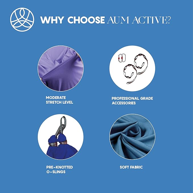 Aerial Silk Yoga Hammock & Swing for Home, Inversion Exercises, Starter Kit for All Levels - Durable with Extension Straps, Carabiners, and Pose Guide