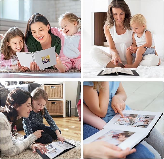 RECUTMS Small Photo Album Self Adhesive Scrapbook Magnetic Photo Albums for 4x6 5x7 8x10 Pictures for Baby Family Wedding 40 Pages with Metal Pen and Plastic Board (White)