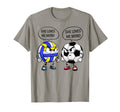 She Loves Me More Volleyball Soccer T-Shirt - Fun Novelty Design Men Women