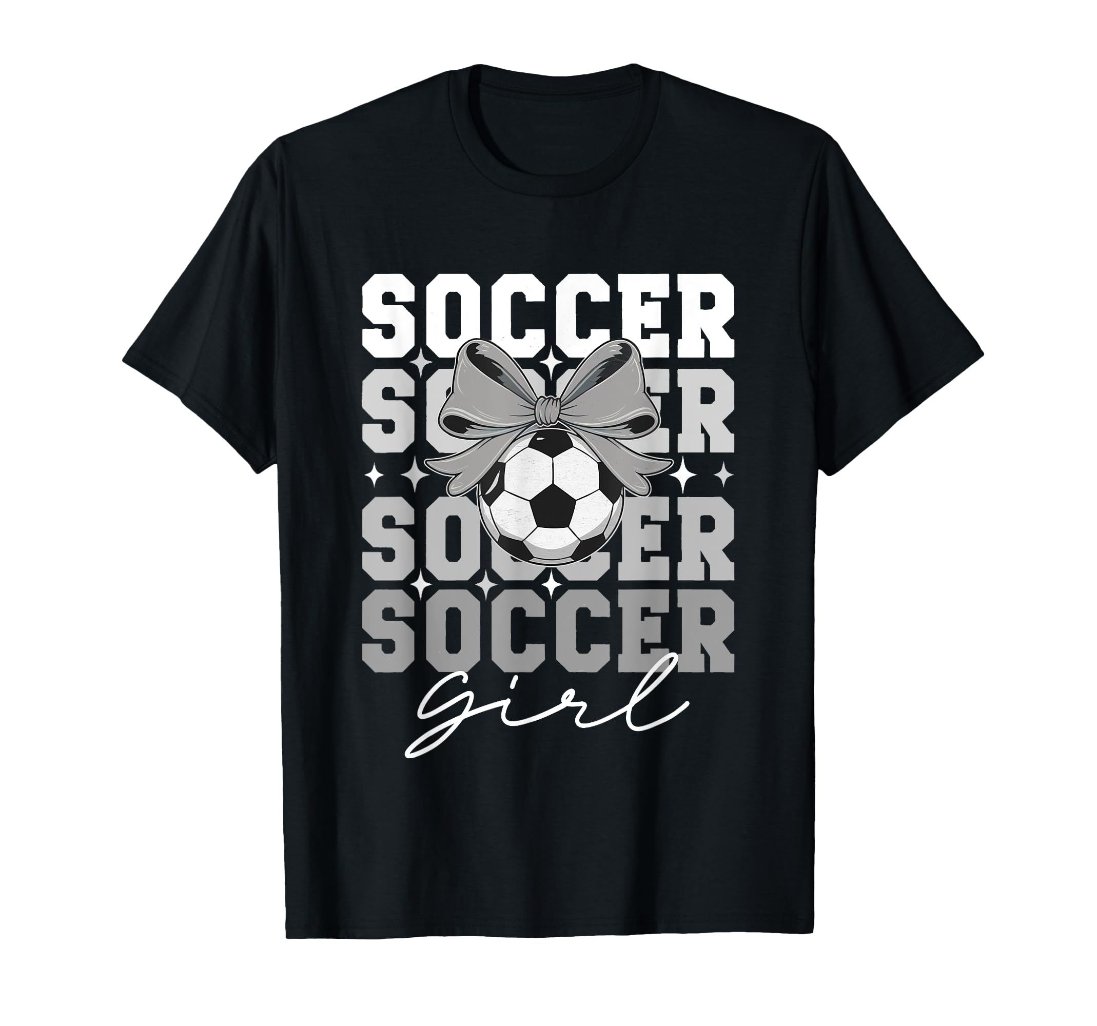 Groovy Soccer Coquette Bow Soccer T-Shirt - Graphic Print for Adults