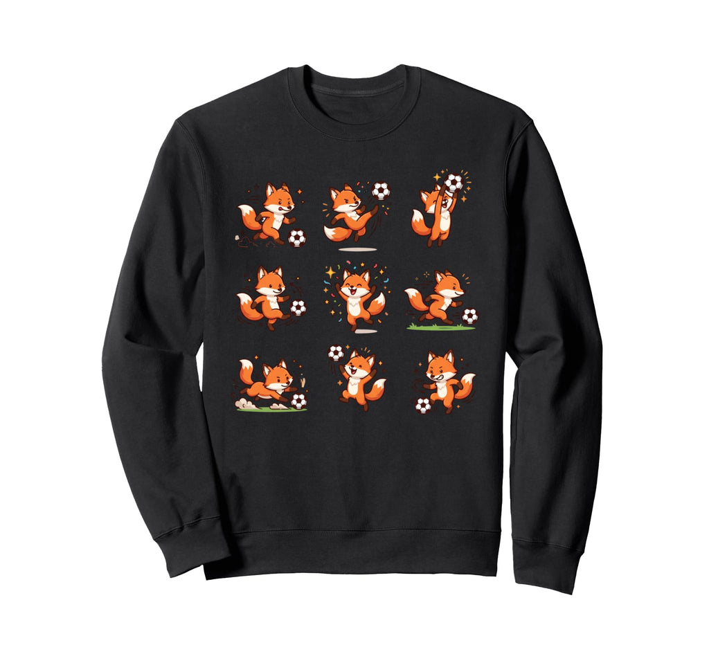 Silly Fox Playing Soccer Player Sweatshirt - Streetwear Style for Adults