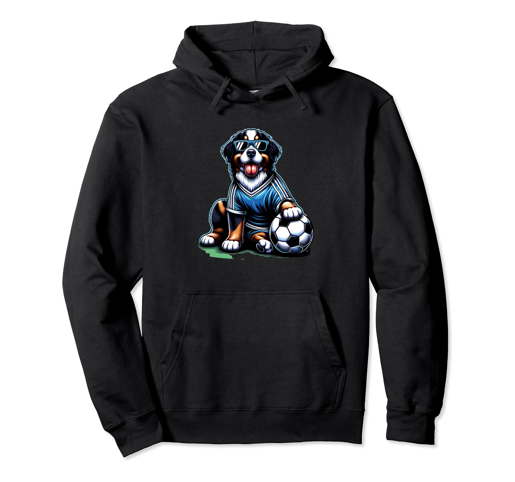 Bernese Mountain Dog Soccer Player Hoodie - Novelty Apparel for Adults