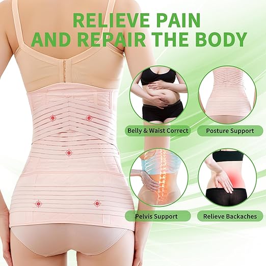 2 in 1 Postpartum Belly Band Wrap Pink, C-Section Support Belt X-Large, Post Partum Support Recovery Waist/Pelvis Belt, Hysterectomy Belly Band Binder Girdle Stomach
