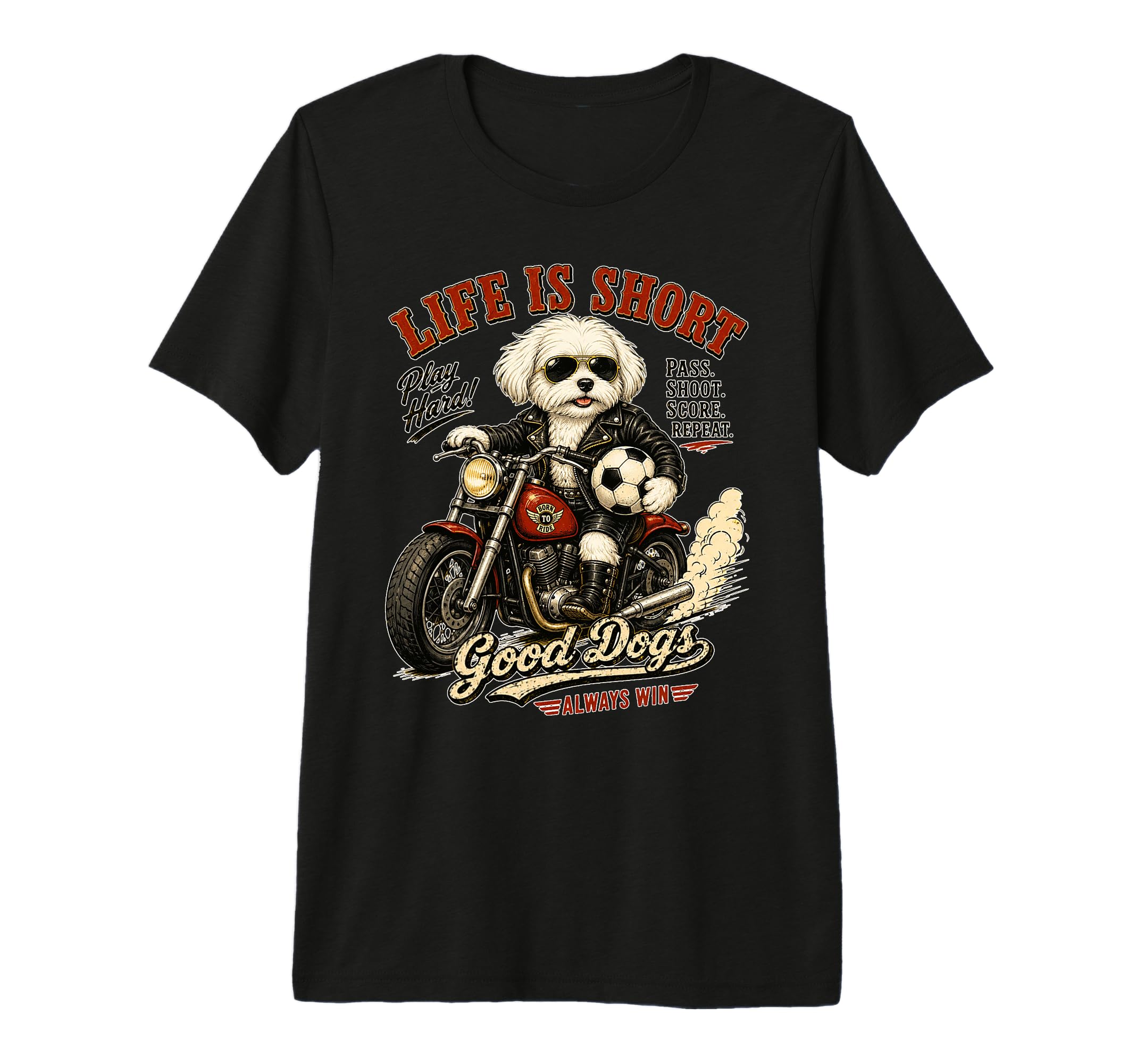 Maltese Motorbike Love Footbal Soccer T-Shirt - Trendy Graphic for Adults