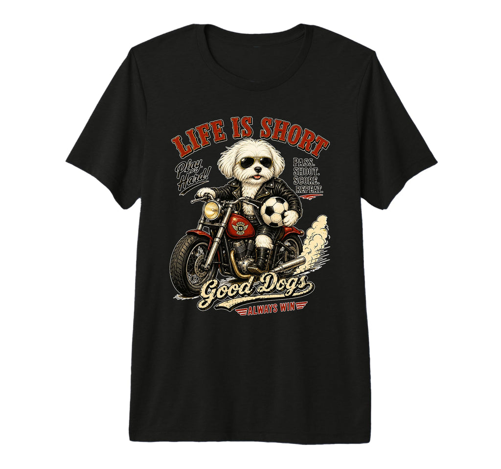 Maltese Motorbike Love Footbal Soccer T-Shirt - Novelty Apparel Men Women