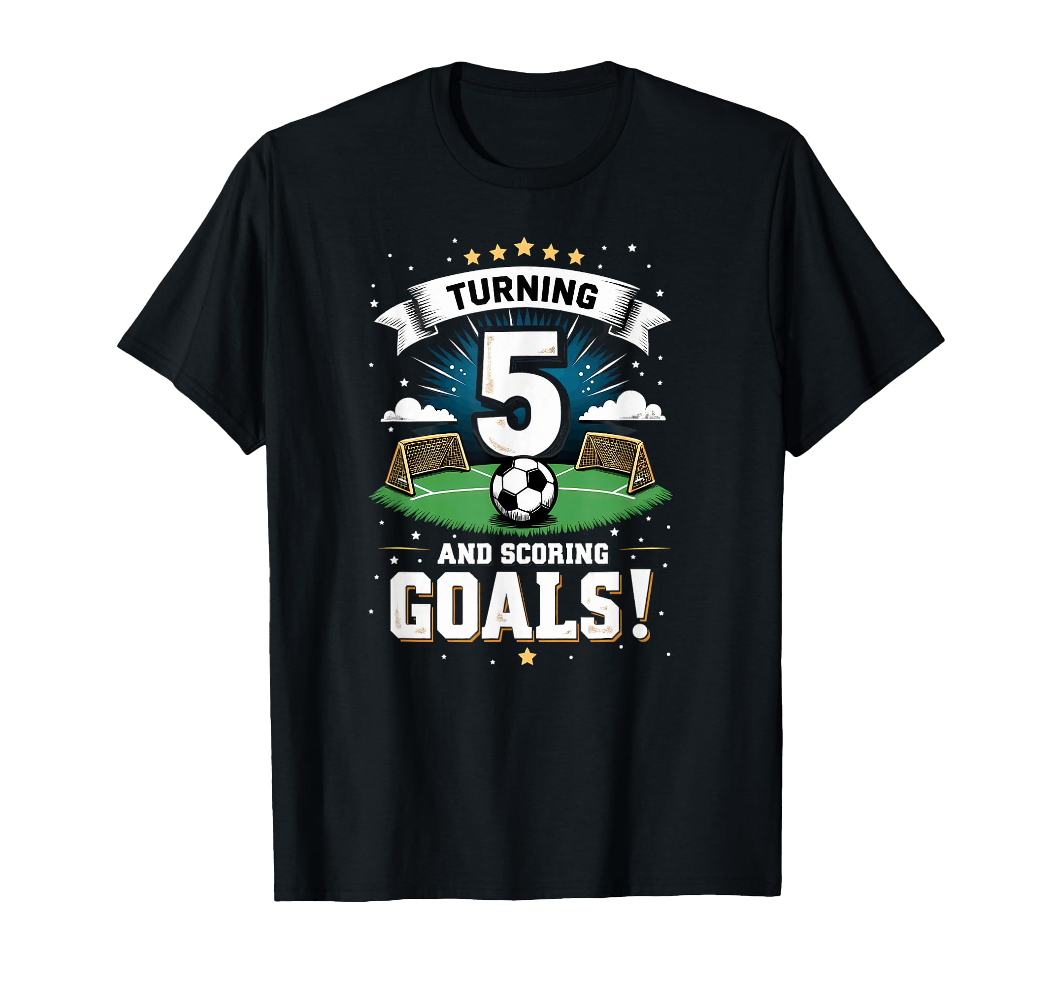 Turning 5 Scoring Goals 5Th Birthday T-Shirt - Novelty Apparel Unisex