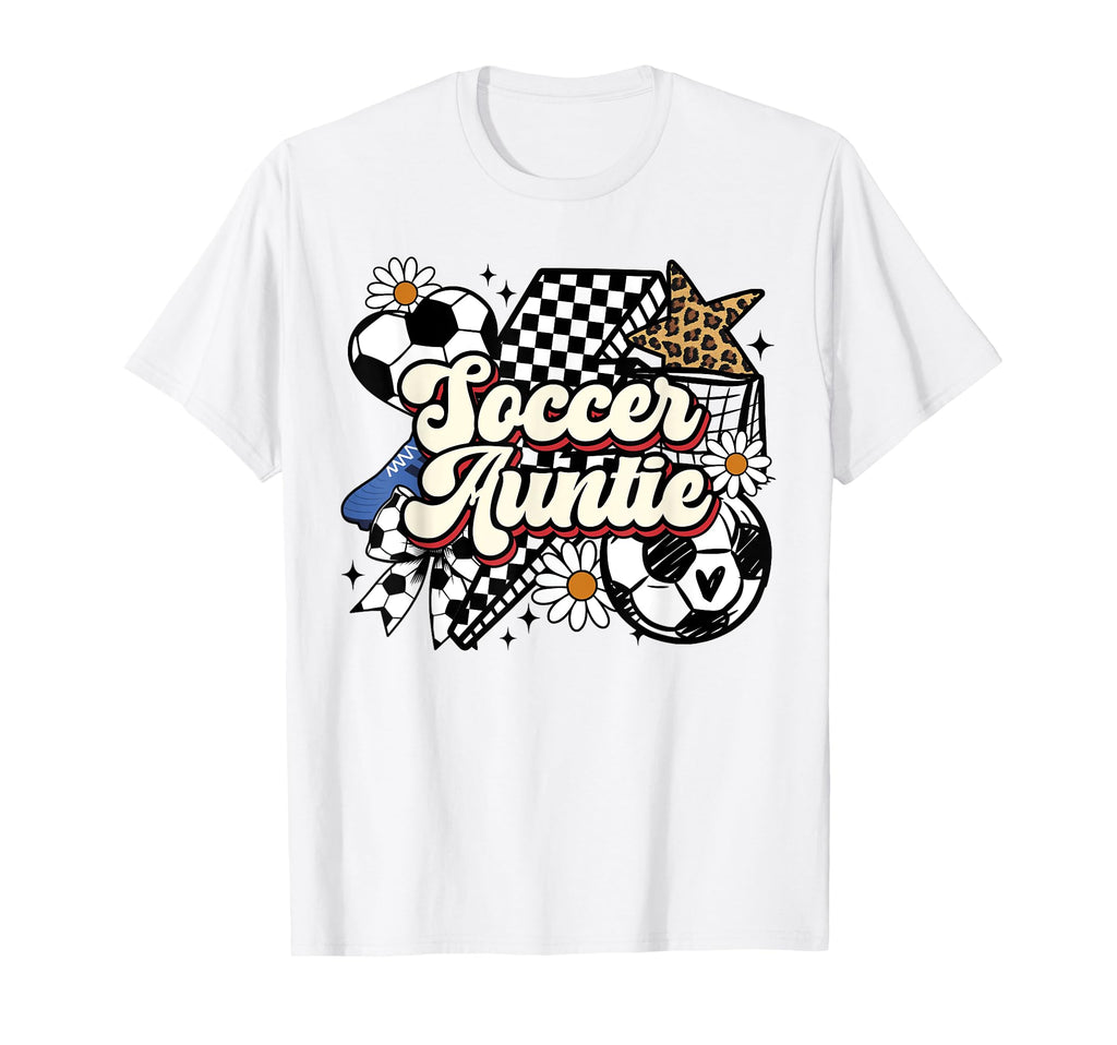 Soccer Auntie Funny Leopard Soccer Aunt T-Shirt - Minimalist Print Unisex