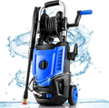 4800 PSI Pressure Cleaner- 4.0 GPM High Power Cleaner with 33FT Hose Reel, 4 Spray Tips and Soap Bottle for Car Washing, Fence Cleaning, Patio Maintenance（Upgraded） (Blue)