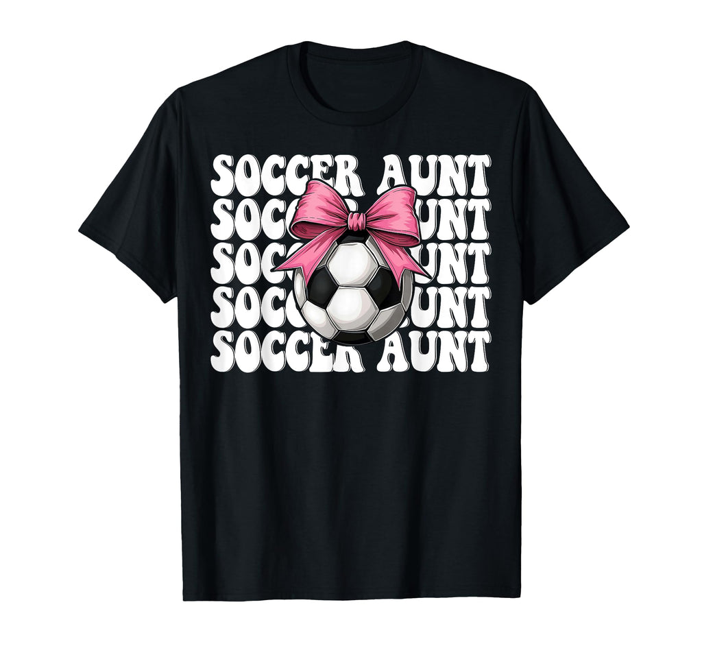 Soccer Aunt Soccer Auntie Coquette Bow T-Shirt - Graphic Print for Adults