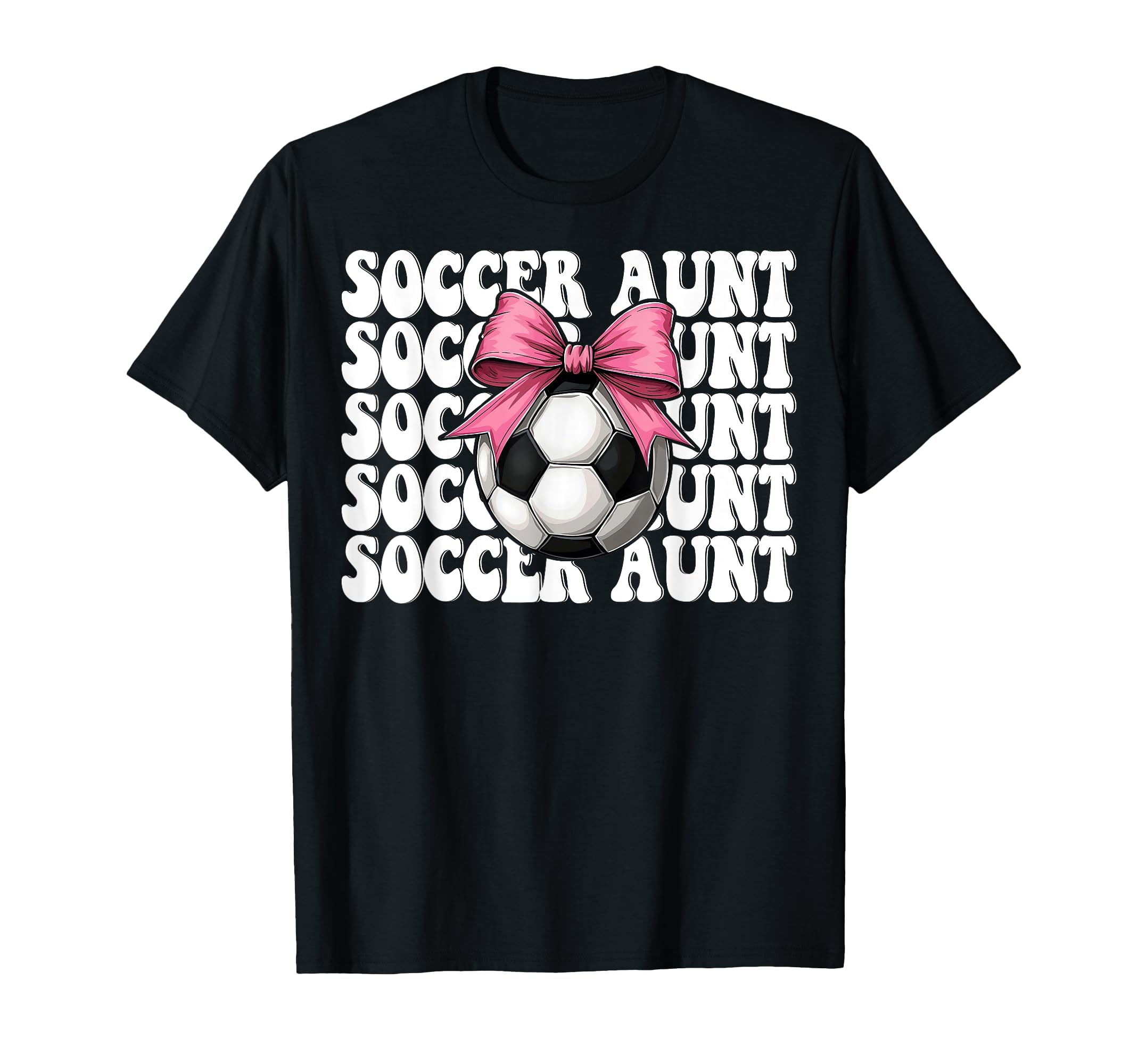 Soccer Aunt Soccer Auntie Coquette Bow T-Shirt - Graphic Print for Adults