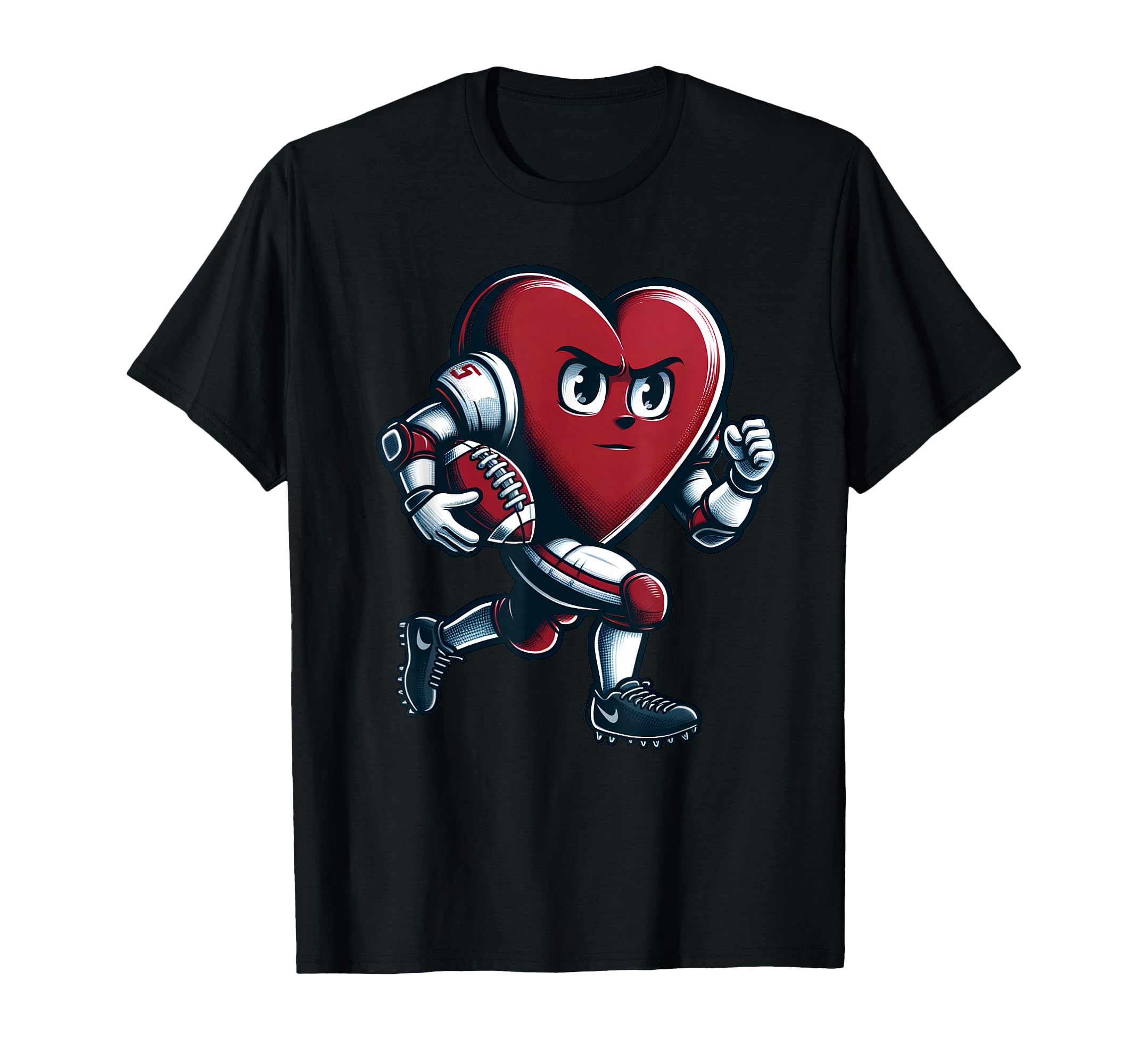 Valentines Day Heart Football Player T-Shirt - Novelty Apparel Men Women