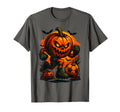 Halloween Scary Pumpkin Showing Soccer T-Shirt - Streetwear Style Unisex