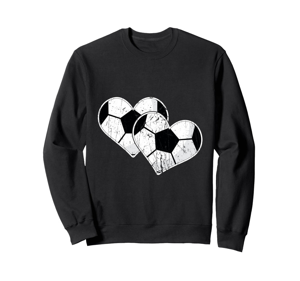 Double Heart Soccer Football Fan Sweatshirt - Trendy Graphic for Adults