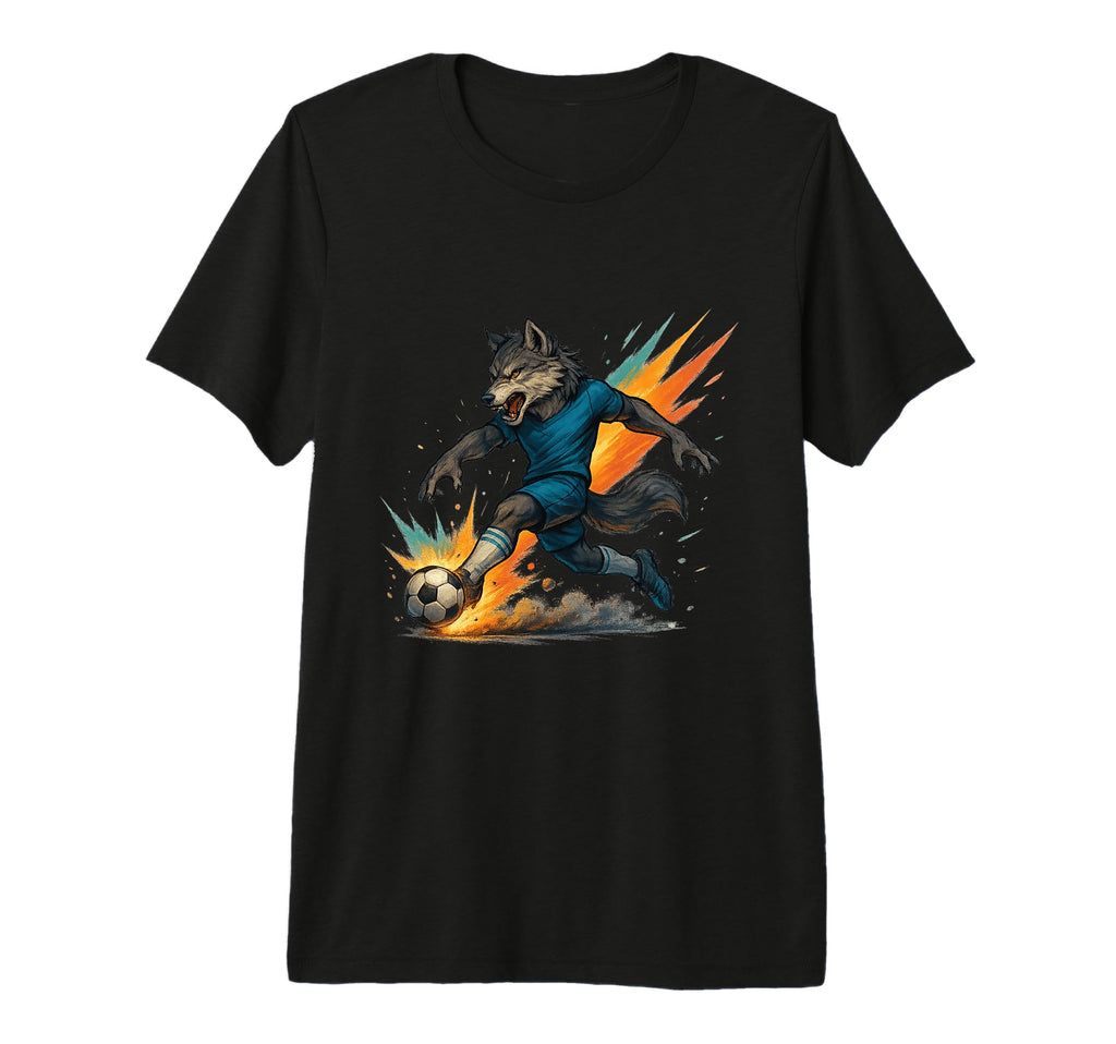 Fierce Soccer Wolf Power Kick Tri Blend T-Shirt - Trendy Graphic Unisex