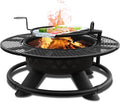 Red Mountain Valley 47" Outdoor Fire Pit with Adjustable Grill, 2-in-1 Outdoor Large Wood Burning Firepit Bowl, Bonfire Patio Fire Pits with Cooking grates, Metal Round Table for Backyard