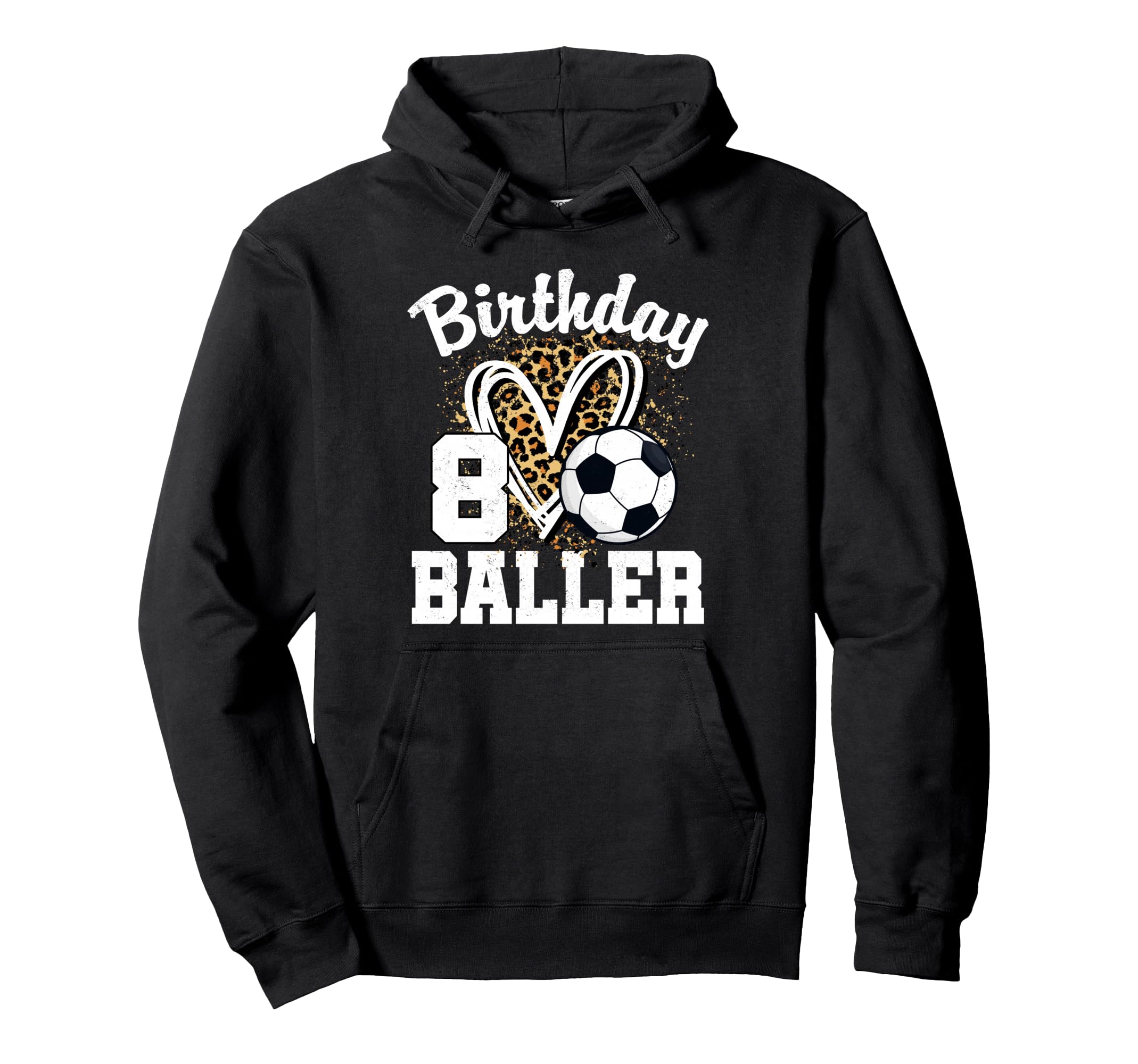 8 Year Old Birthday Soccer Leopard Hoodie - Custom Art Print Men Women