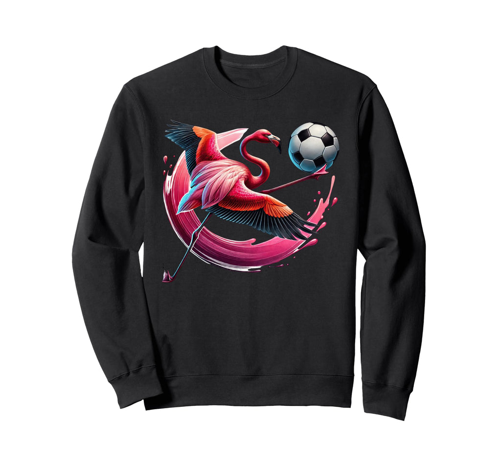 Vibrant Flamingo Soccer Ball Sweatshirt - Custom Art Print Men Women