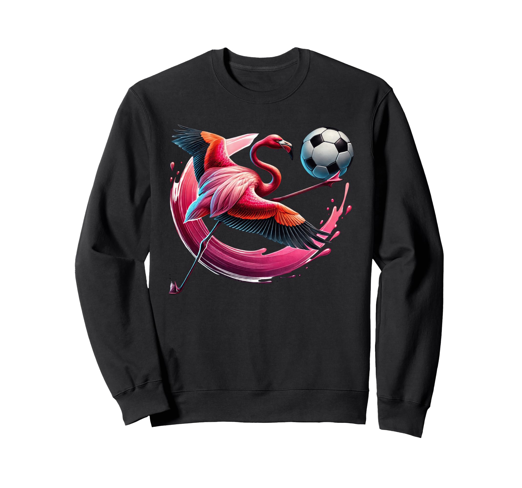 Vibrant Flamingo Soccer Ball Sweatshirt - Custom Art Print Men Women