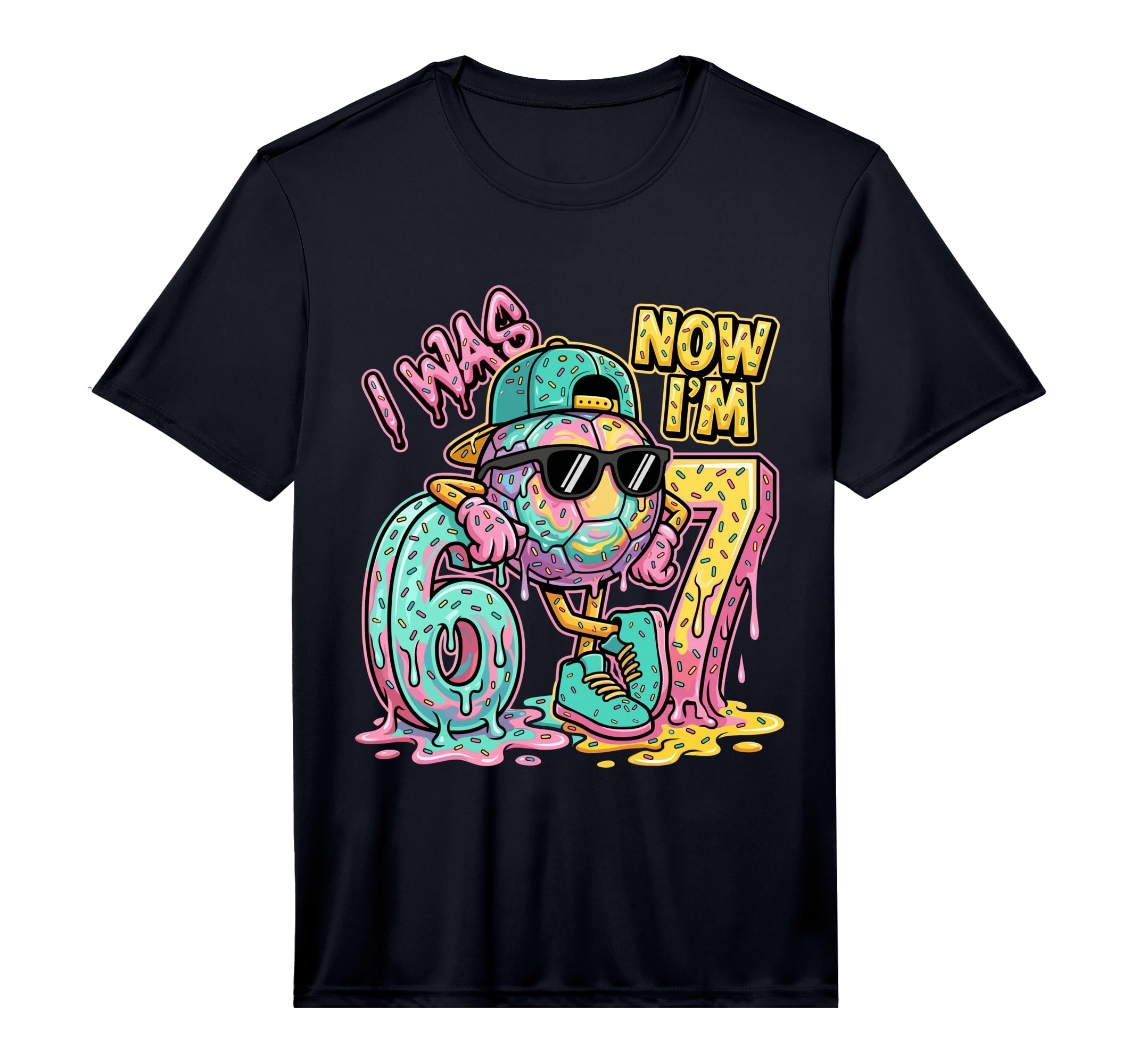 I Was 6 Now Im 7 Birthday Soccer Ball T-Shirt - Novelty Apparel for Adults