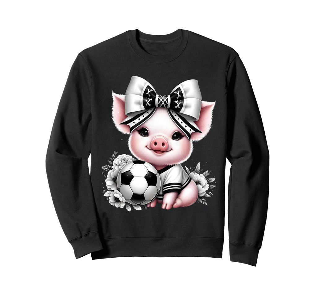 Pig Black White Soccer Coquette Sweatshirt - Custom Art Print for Adults
