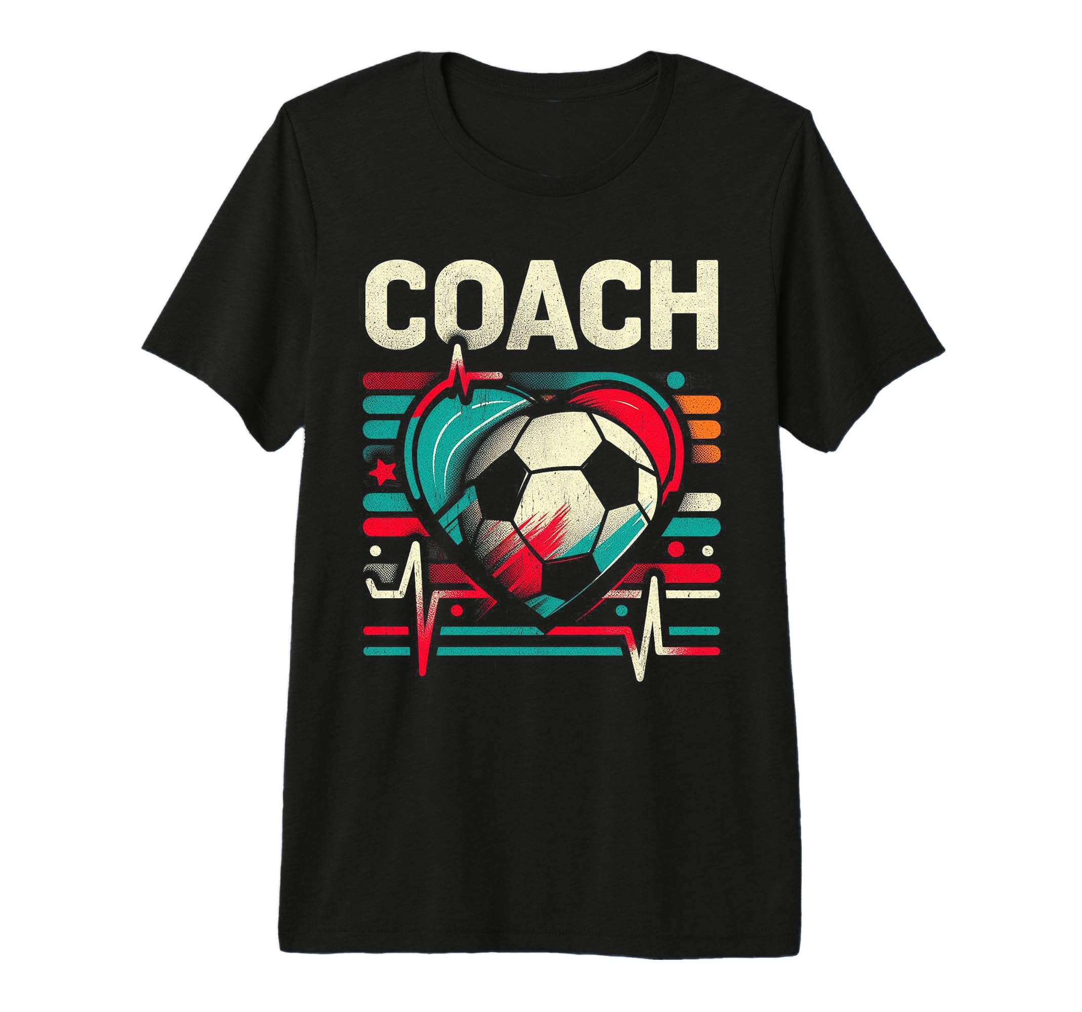 Soccer Coach Training Heart Beat T-Shirt - Minimalist Print for Adults