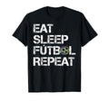 Eat Sleep Futbol Repeat Multi Color T-Shirt - Custom Art Print for Adults