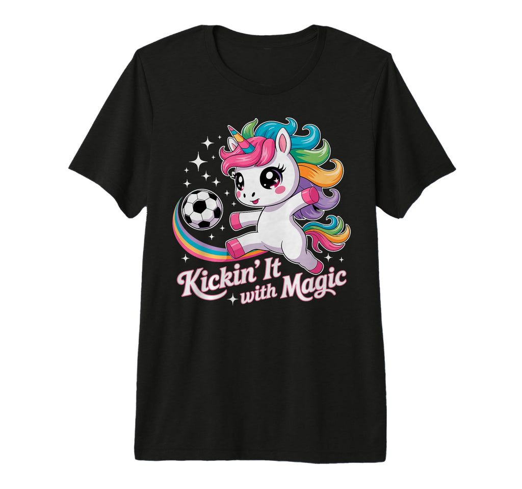 Unicorn Soccer Goalie Player Kickin It T-Shirt - Novelty Apparel Unisex