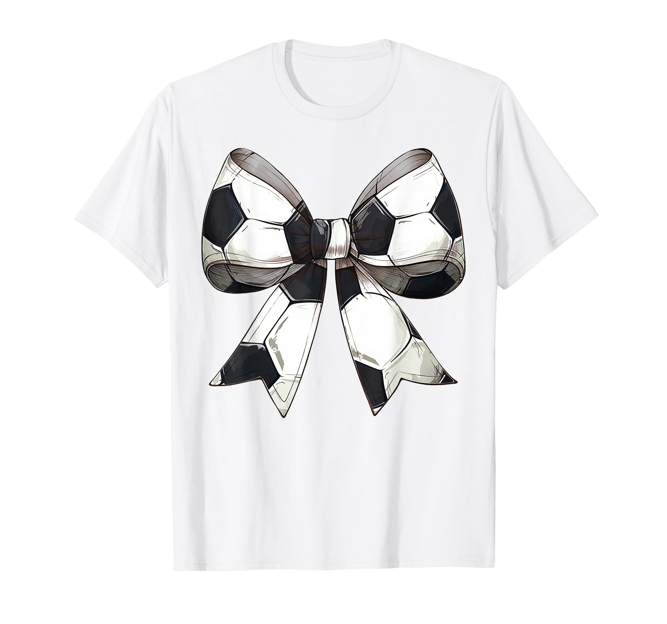 Coquette Bow Soccer Ball Pattern T-Shirt - Minimalist Print for Adults
