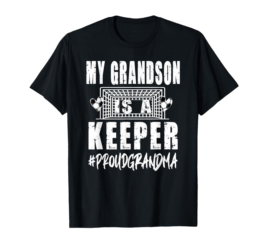 My Grandson Is Keeper Soccer T-Shirt - Fun Novelty Design Unisex