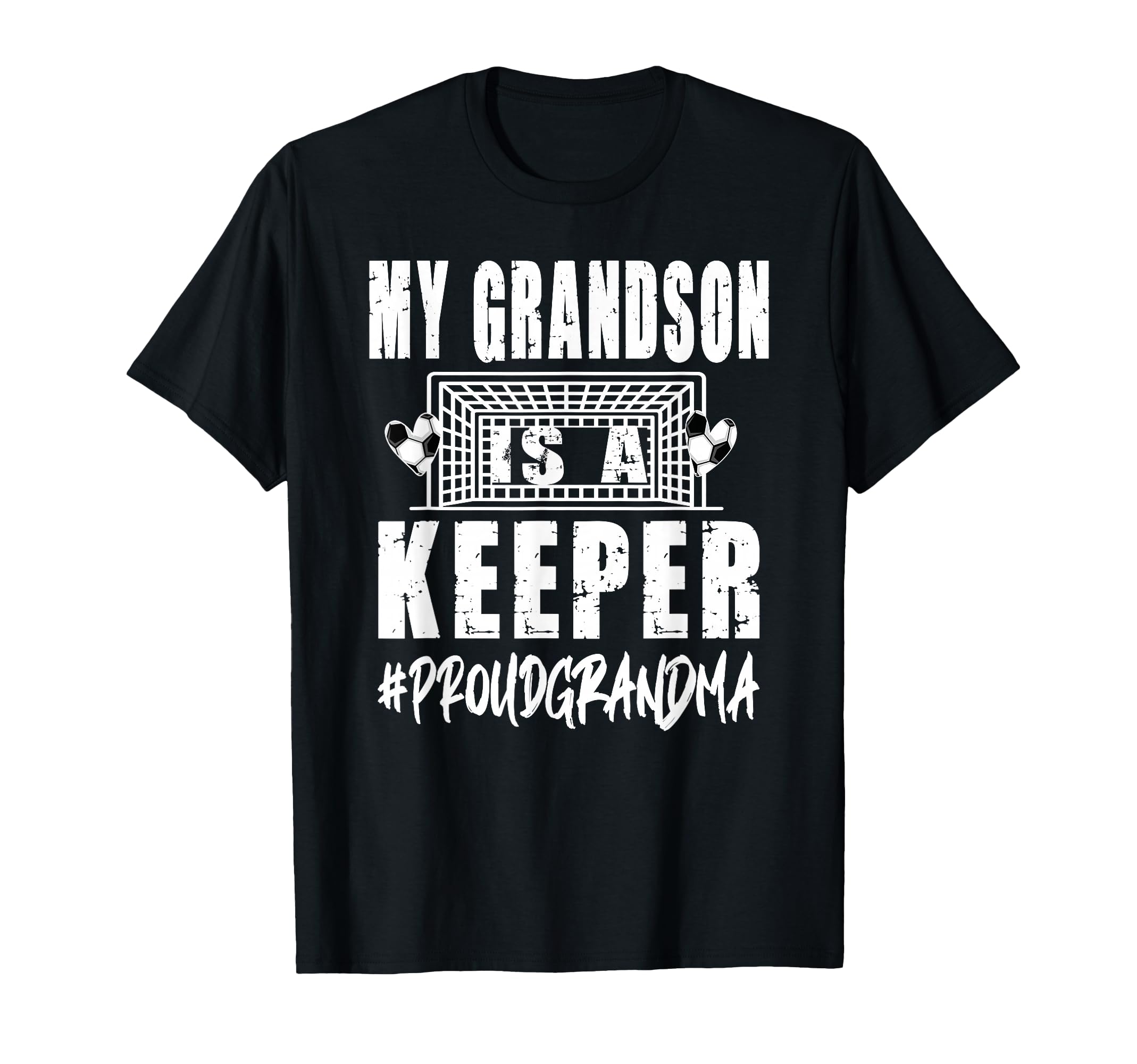 My Grandson Is Keeper Soccer T-Shirt - Fun Novelty Design Unisex