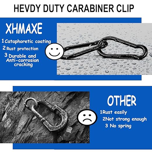 20PCS M6 Black Carabiner Clip,2.36Inch Bulk Carabiner Clips Small Snap Hook Quick Link,Spring Link Buckle for Fishing Camping Hammock Dog Leashes-270LBS Holding Capacity