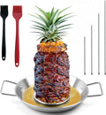 Fengzhe Al Pastor Skewer for Grill: Extra Large 13" Stainless Steel Vertical Skewer, Brazilian Spit Stand with 4 Spikes, 2 Brushes, for Tacos Al Pastor, Shawarma, Kebabs, with Fat Separator Tray