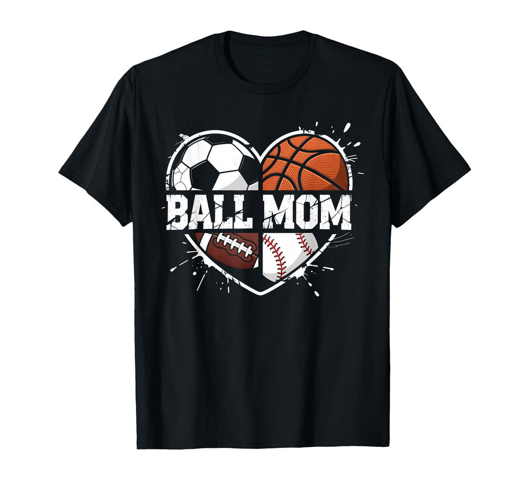 Mom Both Heart Soccer Baseball Sports T-Shirt - Novelty Apparel Men Women