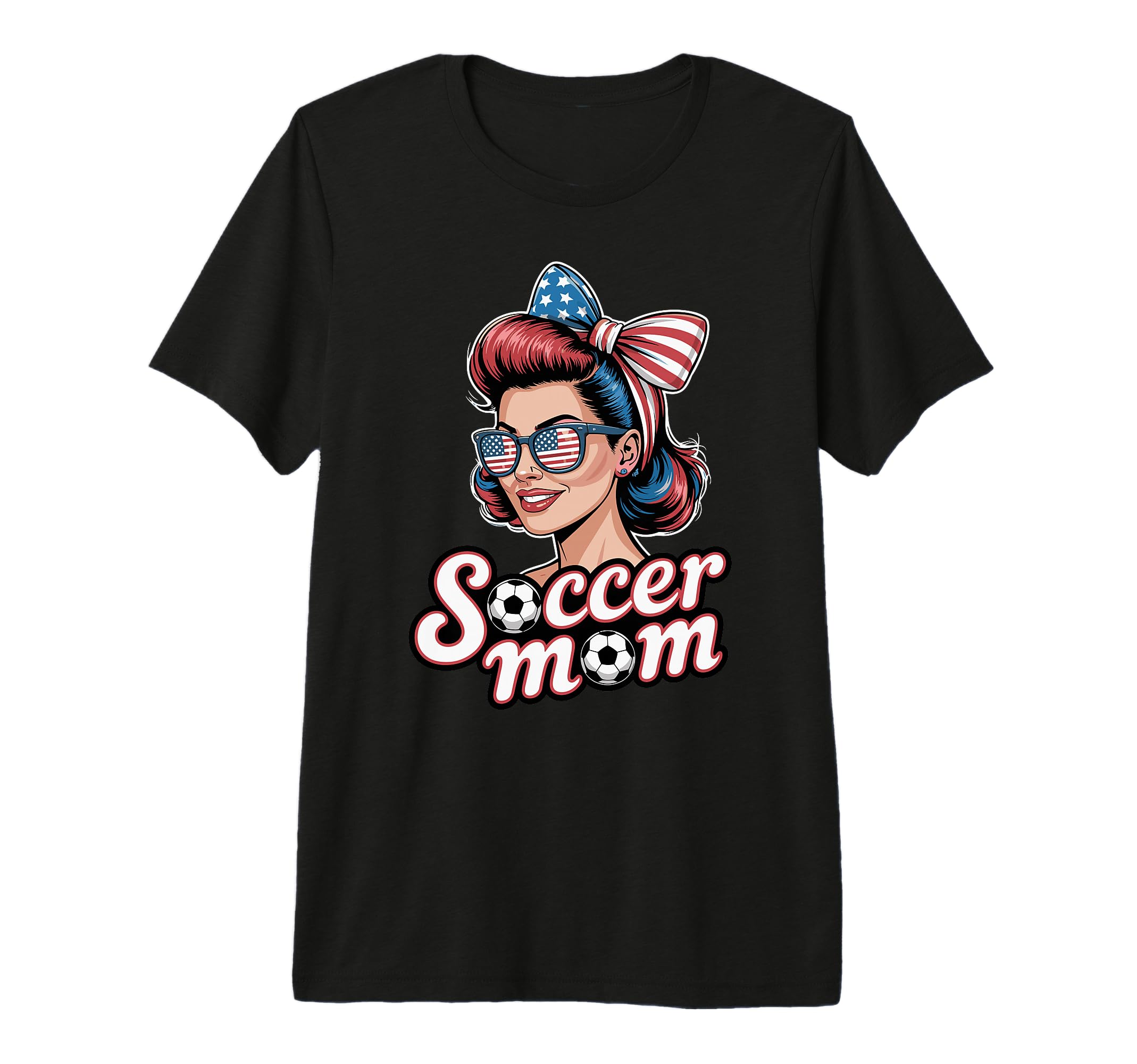 Patriotic Soccer Mom American Flag T-Shirt - Graphic Print for Adults