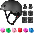 KAMUGO Kids Adjustable Helmet, with Sports Protective Gear Set Knee Elbow Wrist Pads for Toddler Age 2-8 Boys Girls, Bike Skateboard Hoverboard Scooter Rollerblading Helmet Set