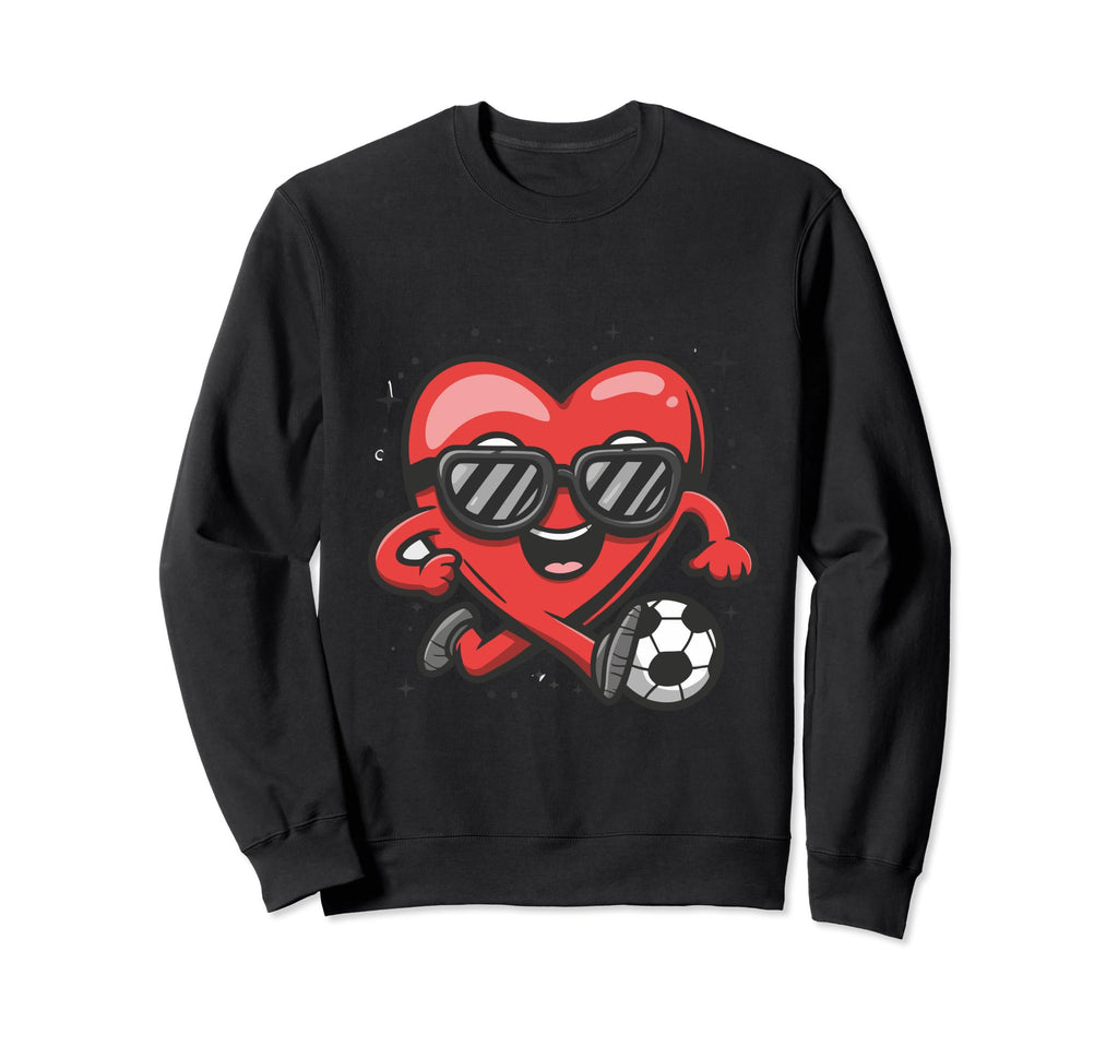 Funny Heart Running Soccer Ball Sweatshirt - Novelty Apparel Unisex