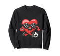 Funny Heart Running Soccer Ball Sweatshirt - Novelty Apparel Unisex
