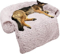 GGIB Calming Dog Bed Fluffy Plush Dog Mat for Furniture Protector with Removable Washable Cover for Large Medium Small Dogs and Cats (Large, Rust White)